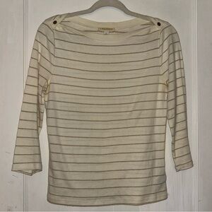 Vintage L. R. Lauren Boatneck Cream and Gold Striped Top